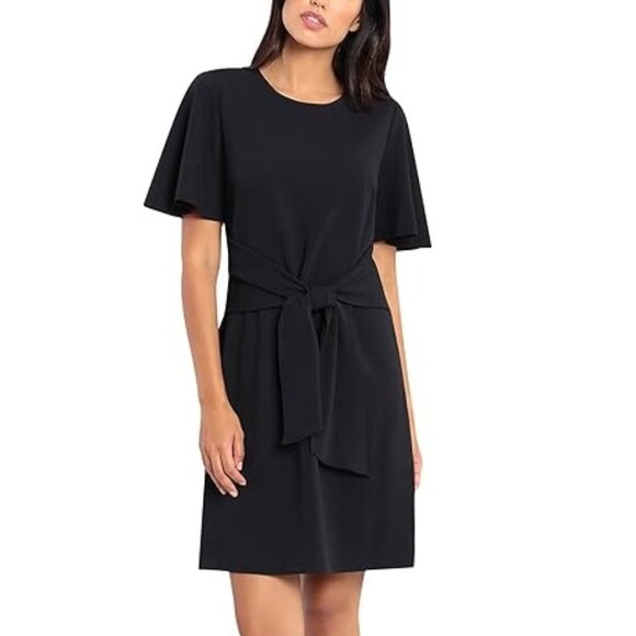 DONNA MORGAN Tie Front Crepe Dress - Picture 1 of 8